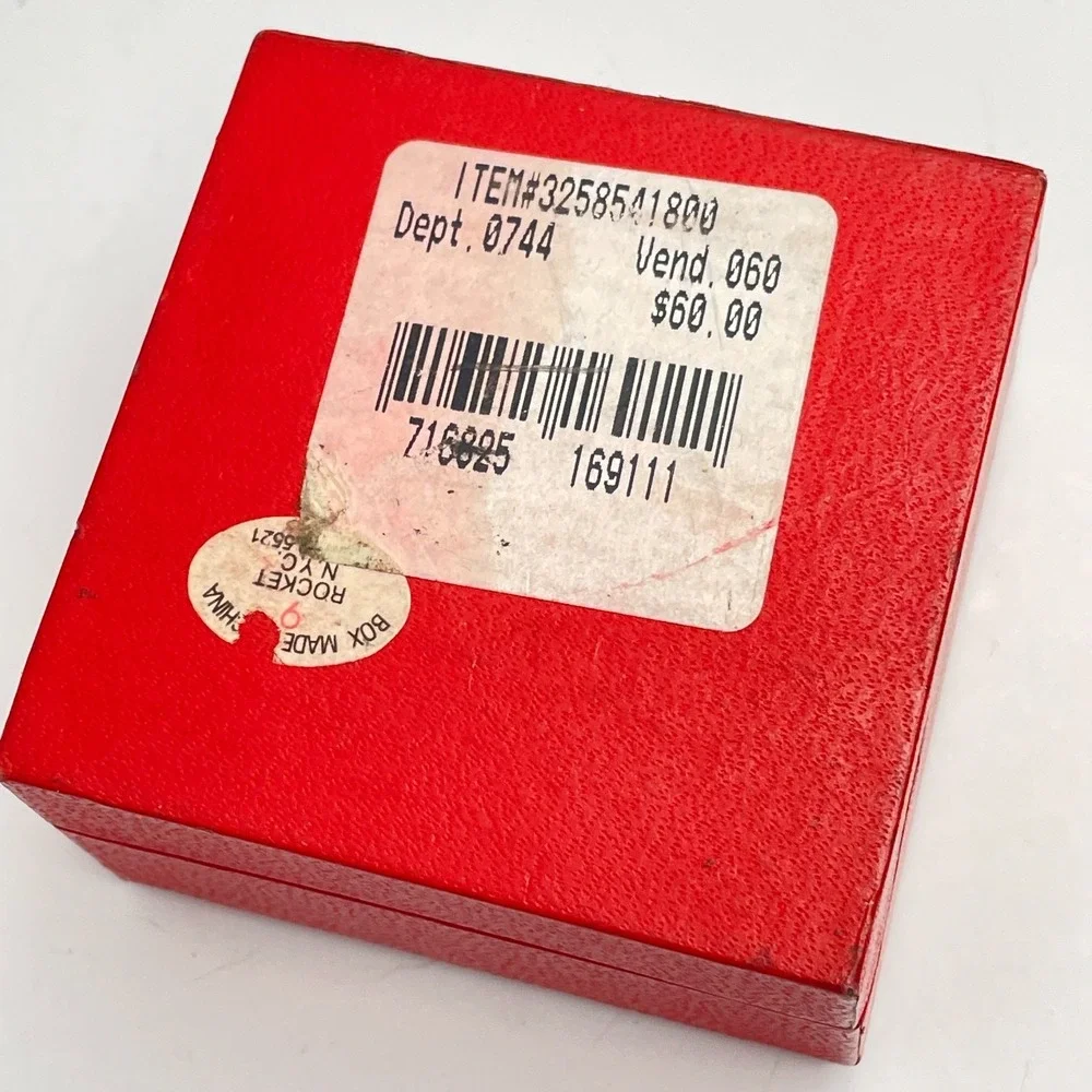 Vintage 80s Macy's Empty Red Gift Box Gold over Silver Tone Replacement Jewelry